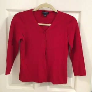 Ann Taylor red cardigan